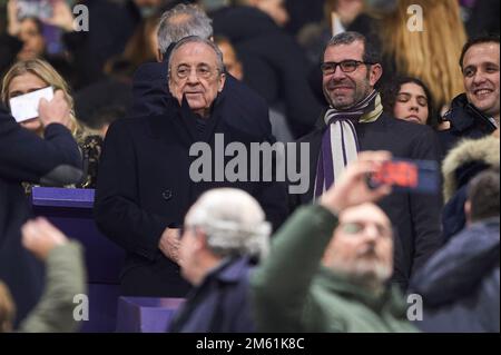 Real Madrid CF Presidente Florentino Perez durante la partita la Liga Santander tra Real Valladolid CF e Real Madrid CF allo stadio Jose Zorrilla ON Foto Stock