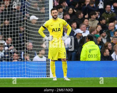 Londra, Regno Unito. 01st Jan, 2023. 01 Gen 2023 - Tottenham Hotspur v Aston Villa - Premier League - Tottenham Hotspur Stadium Tottenham goalkeper Hugo Lloris sembra sconsolato dopo aver conciso il primo goal durante la partita della Premier League contro Aston Villa. Picture Credit: Mark Pain/Alamy Live News Credit: Mark Pain/Alamy Live News Foto Stock