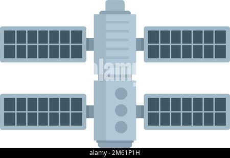 Vettore piatto icona stazione spaziale futura. Astronave planetaria. Stazione spaziale scientifica isolata Illustrazione Vettoriale