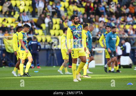 Raul Albiol di Villarreal CF durante la partita la Liga tra Villarreal CF e Valencia CF all'Estadio de la Ceramica di Villarreal, Spagna. Foto Stock