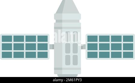 Vettore piatto icona stazione spaziale radio. Antenna satellitare. Stazione spaziale artificiale isolata Illustrazione Vettoriale