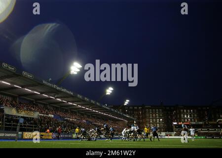 Cardiff, Regno Unito. 01st Jan, 2023. Una vista generale durante la partita. United Rugby Championship, Cardiff Rugby v Ospreys al BT Sport Cardiff Arms Park di Cardiff, Galles, domenica 1st gennaio 2023. pic di Andrew Orchard/Andrew Orchard sports photography/Alamy Live news Credit: Andrew Orchard sports photography/Alamy Live News Foto Stock