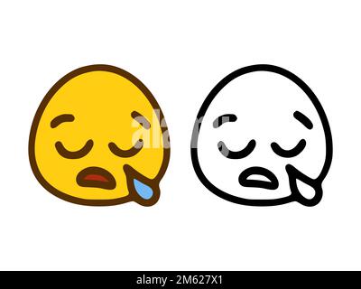 Emoticon Sick con termometro in stile doodle isolato su sfondo bianco Illustrazione Vettoriale