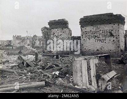 Alla periferia di Stalingrado, in rovina dopo la battaglia di Stalingrado nel WW2 Foto Stock