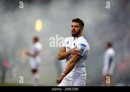 Cardiff, Regno Unito. 01st Jan, 2023. Rhys Webb di Ospreys guarda sopra. United Rugby Championship, Cardiff Rugby v Ospreys al BT Sport Cardiff Arms Park di Cardiff, Galles, domenica 1st gennaio 2023. pic di Andrew Orchard/Andrew Orchard sports photography/Alamy Live news Credit: Andrew Orchard sports photography/Alamy Live News Foto Stock