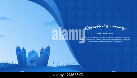 Design di sfondo a tema islamico. Ramadan background sta per arrivare. sfondi con risoluzione 4k. Illustrazione Vettoriale