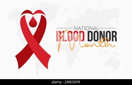 Concetto di modello di banner vettoriale del mese nazionale del donatore di sangue osservato ogni gennaio Illustrazione Vettoriale