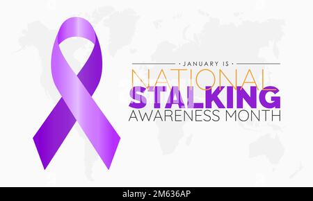 Vector banner modello di progettazione concetto di National Stalking consapevolezza mese osservato ogni gennaio Illustrazione Vettoriale