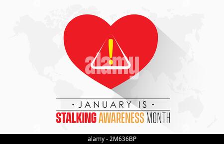 Vector banner modello di progettazione concetto di National Stalking consapevolezza mese osservato ogni gennaio Illustrazione Vettoriale