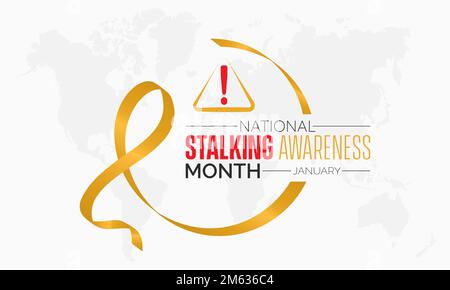 Vector banner modello di progettazione concetto di National Stalking consapevolezza mese osservato ogni gennaio Illustrazione Vettoriale