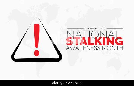 Vector banner modello di progettazione concetto di National Stalking consapevolezza mese osservato ogni gennaio Illustrazione Vettoriale