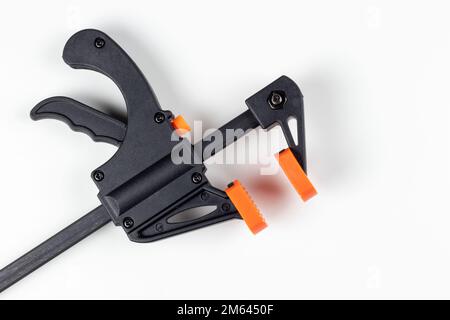 Moderno morsetto a barra con dorso bianco isolato a sgancio rapido Foto Stock