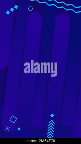 Banner con forme geometriche caotiche. Forme geometriche blu brillante Illustrazione Vettoriale