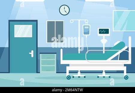 Reparto paziente interno . Scena ospedaliera . Design piatto . Vettore . Illustrazione Vettoriale