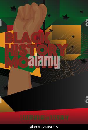 Poster Luxury Deluxe Black History Month (a febbraio). Modello di evento astratto per sito Web, banner, copertina del libro, presentazione. Illustrazione Vettoriale