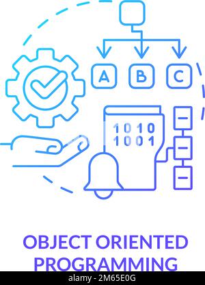 Icona del concetto di gradiente blu di programmazione orientata agli oggetti Illustrazione Vettoriale