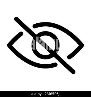 Linea dell'icona occhio spento isolata su sfondo bianco. Icona sottile nera piatta sullo stile moderno. Simbolo lineare e tratto modificabile. Semplice e pixel perf Illustrazione Vettoriale