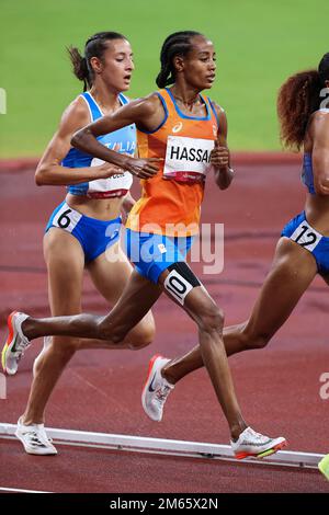 SIFAN Hassan (NED) Olympic Champurn vince i 5000 metri femminili ai Giochi Olimpici estivi 2020 (2021) di Tokyo, Giappone Foto Stock