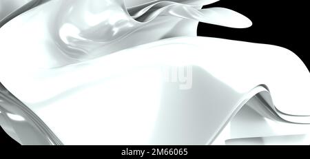 Uno sfondo bianco astratto 3D con forme ondulate sottili e riflettenti e spazio di copia Foto Stock