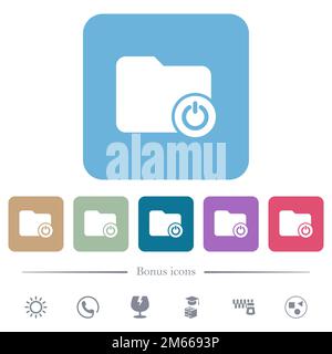Chiudi la directory icone piatte bianche su sfondi colorati quadrati arrotondati. 6 icone bonus incluse Illustrazione Vettoriale