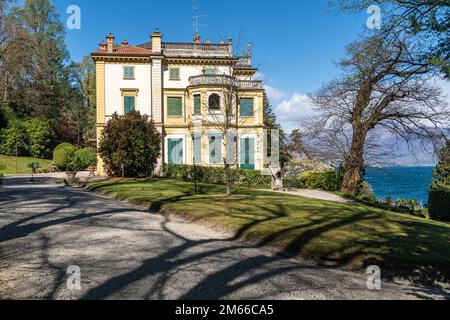 La Villa Pallavicino a Stresa con un bellissimo parco affacciato sul Lago maggiore in Piemonte Foto Stock