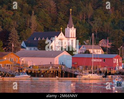 USA; Maine; Boothbay, Boothbay Harbor, crepuscolo Foto Stock