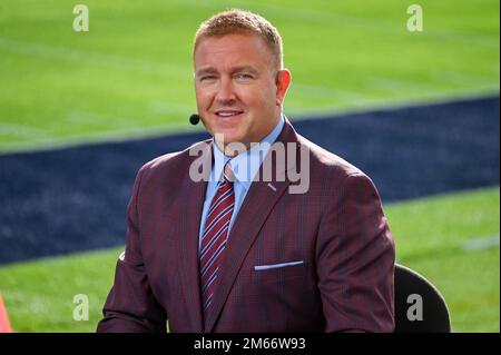 Il giornalista di ESPN Kirk Herbstreit prima della partita del Rose Bowl di lunedì 2 gennaio 2023 a Pasadena, California. (Dylan Stewart/immagine dello sport) Foto Stock