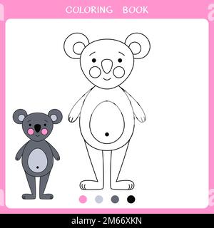 Semplice gioco educativo per i bambini. Carino koala per libro da colorare Foto Stock