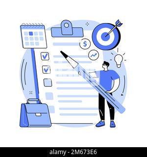 Illustrazione vettoriale del concetto astratto del business plan. Pianificazione strategica del business, creazione di un piano finanziario, startup di sviluppo, marketing aziendale str Illustrazione Vettoriale