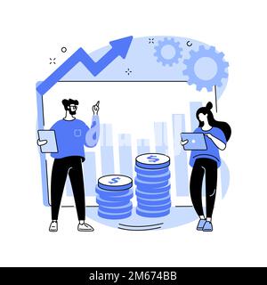 Illustrazione del vettore di concetto astratto di investimento di marketing. Ritorno sugli investimenti di marketing, budget della campagna pubblicitaria, spese di promozione, contabilità Illustrazione Vettoriale