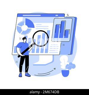 Digital auditing abstract concept vector illustration. Digital accountancy service, business auditing online, internet marketing audit, company websit Stock Vector