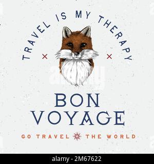 Vettore di disegno del logo Bon Voyage Illustrazione Vettoriale