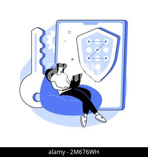 Illustrazione vettoriale del concetto astratto del traffico Web protetto. Traffico internet sicuro, connettività web, rete privata virtuale, VPN, trasmissione dati cifrati Illustrazione Vettoriale