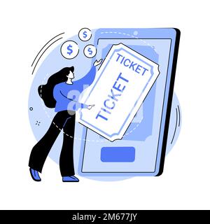 Acquisto di biglietti on-line concetto astratto illustrazione vettoriale. Prenotazione online applicazione mobile, e-Commerce shopping, acquisto internet, acquisto biglietti Illustrazione Vettoriale