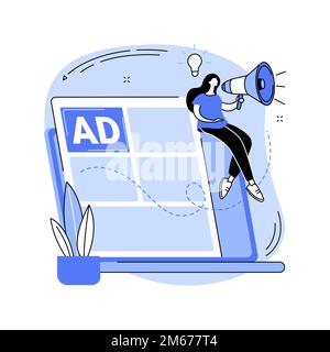 Ad writing astratto concetto di illustrazione del vettore. Servizio di copywriting, campagna pubblicitaria, scrittura freelance, pubblicità seo, marketing digitale, web aziendali Illustrazione Vettoriale