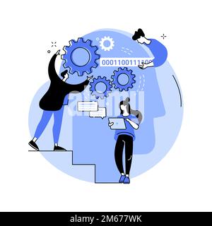 Illustrazione vettoriale del concetto astratto di intelligenza artificiale. Apprendimento automatico, scienza dei dati, intelligenza artificiale, elaborazione cognitiva, computer i Illustrazione Vettoriale