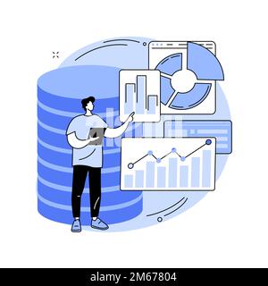 Illustrazione vettoriale del concetto astratto di analisi e scienza dei dati. Big data, controllo dell'apprendimento automatico, informatica, analisi predittiva, esecuzione di Illustrazione Vettoriale