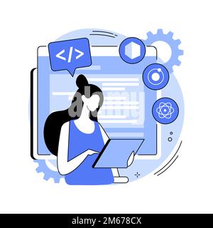 Illustrazione vettoriale del concetto astratto dei quadri multipiattaforma. Strumento di creazione di programmi, framework di sviluppo software, struttura multipiattaforma, appl Illustrazione Vettoriale