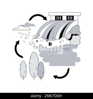 Illustrazione vettoriale del concetto astratto di idrologia. Ciclo dell'acqua, gestione delle risorse, ingegneria idrologica, idrogeologia, studio ambientale, precipizio Illustrazione Vettoriale