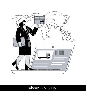 Illustrazione vettoriale del concetto astratto di logistica aziendale. Tecnologie di logistica intelligenti, servizio di consegna commerciale, trasporto di affari in tutto il mondo, Illustrazione Vettoriale
