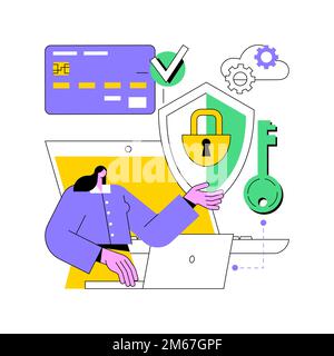Illustrazione vettoriale del concetto astratto del software di sicurezza informatica. Software per la sicurezza delle informazioni, soluzione antivirus, programma per la sicurezza informatica, sicurezza della rete Illustrazione Vettoriale