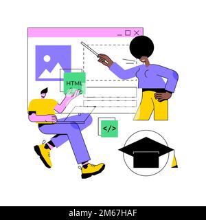 Corsi di sviluppo Web illustrazione vettoriale di concetto astratto. Programmazione Web per principianti, corsi di codifica online di alto livello, creazione di siti Web con tempi di risposta rapidi Illustrazione Vettoriale