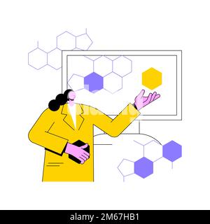 Illustrazione vettoriale del concetto astratto delle tecnologie grafiche. Composto grafenico artificiale, nanomateriale di anidride carbonica, rivoluzione scientifica moderna, alto Illustrazione Vettoriale