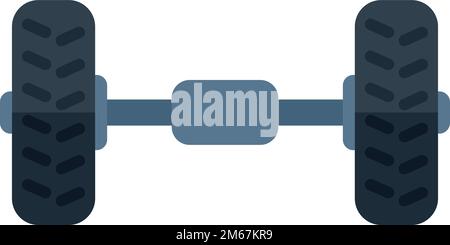 Icona della sospensione dell'auto vettore piatto. Pneumatico ruota. Parte dell'automobile isolata Illustrazione Vettoriale