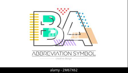 Lettere B e A. fusione di due lettere. Iniziali logo o simbolo di abbreviazione. Illustrazione vettoriale per il design creativo e le idee creative. Stile piatto. Illustrazione Vettoriale