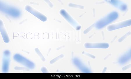 Illustrazione vettoriale di probiotici, batteri vivi e microrganismi. Batteri e microrganismi buoni o amichevoli per il trattamento della flora intestinale, nutrit sano Illustrazione Vettoriale