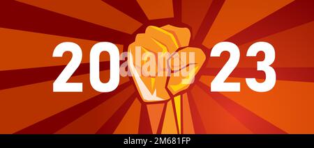 Mano pugno spirito energia nuovo anno 2023 vettore illustrazione Illustrazione Vettoriale