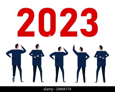 2023 nuovo anno team riunirsi insieme analizzare lavoro di squadra società corporat dipendente businessman Illustrazione Vettoriale