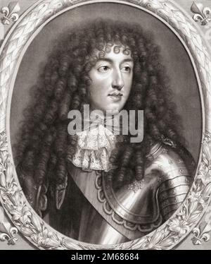 Monsieur Filippo i, Duca di Orléans, 1640 – 1701. Figlio più giovane del re francese Luigi XIII Da una stampa di Pieter van Schuppen dopo il dipinto di Charles le Brun. Foto Stock