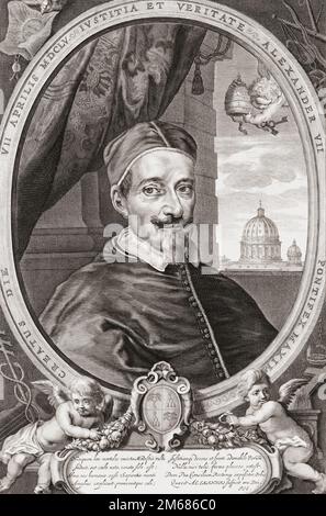 Papa Alessandro VII, 1599 – 1667, nato Fabio Chigi. Dopo una stampa di Theodor Matham. Foto Stock